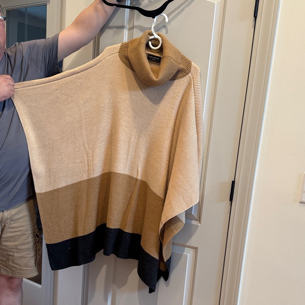Lane Bryant Tan and Black Knit Poncho